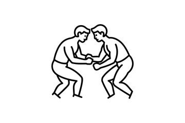 Fototapeta premium Two Wrestlers Facing Each Other in a Competition Depicted Using a Clean Silhouette Style silhouette simple