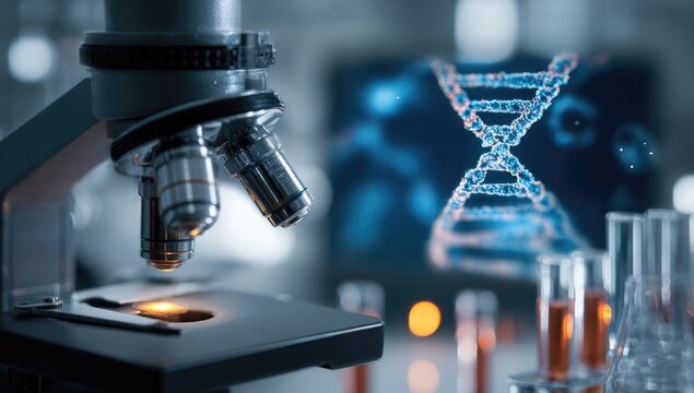 Scientific laboratory equipment with DNA strand