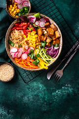 Vegan healthy poke bowl with tofu