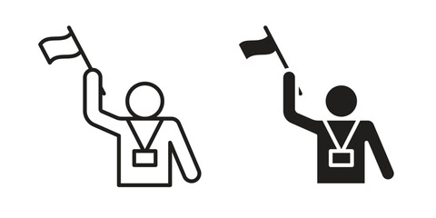 Tour guide icon vector editable. black vectors set