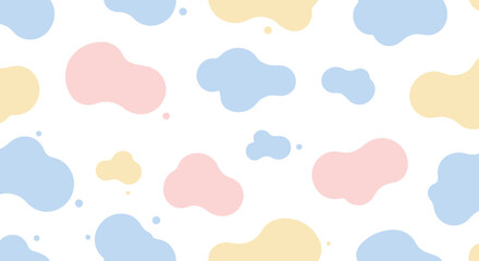 Colorful abstract shapes pattern in pastel shades on white background  