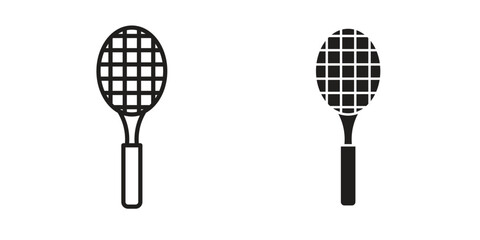 Tennis racket icon vector editable. black vectors set