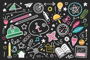 vector seamless pattern with icons