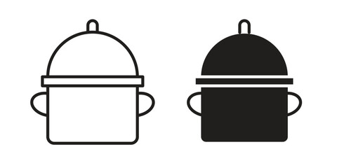 Stew pot icon vector editable. black vectors set