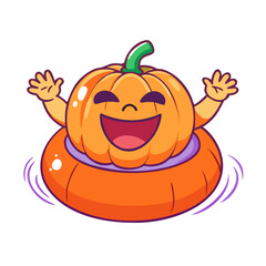 Vector art of a cute pumpkin character is smiling and laughing isolated on white background