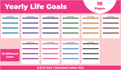 Yearly Life Goals , KDP interior, Planner, journal, tracker, logbook