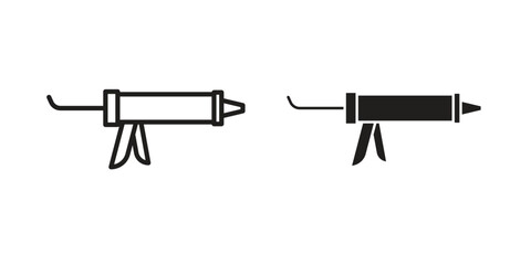 Sealant gun icon vector editable. black vectors set