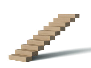 Fototapeta premium Simple cardboard stairs ascending against a white background with shadow