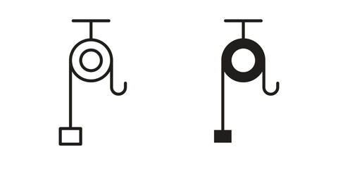 Pulley icon vector editable. black vectors set