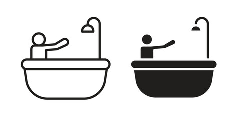 Person Bathing icon vector editable. black vectors set