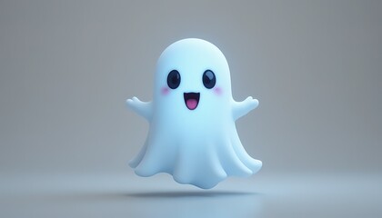 Obraz premium Cute Ghost Gathering in Enchanted Forest at Night