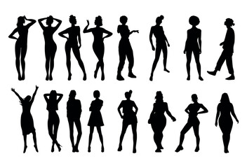 set of woman silhouette design isolated vector