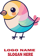 Cute bird logo icon vector white background .
