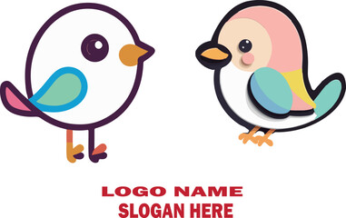 Cute bird logo icon vector white background .