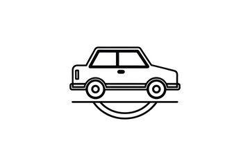 Fototapeta premium Simple Car Wash Icon with Car on Lift in Black and White Silhouette minimalist car wash