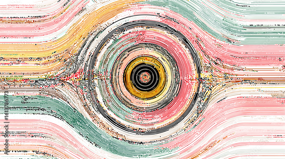 Poster colorful abstract circular pattern with textured brush strokes