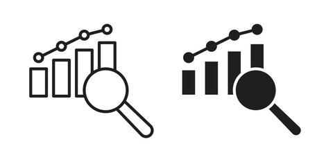 Market research icon vector editable. black vectors set