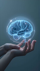 Visualizing The Complex Network Of The Human Brain Held Gently In Caring Hands Illustrating Cognitive Health And Neuroscience Discovery