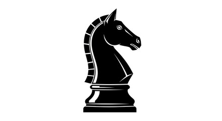 Detailed Silhouette of a Classic Black Chess Knight Piece, Symbolizing Strategy and Competition in a Minimalist Style