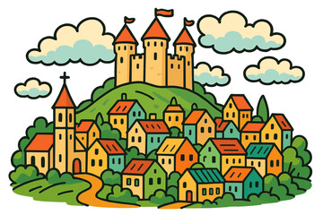 Naklejka premium Fulda: Vintage artistic travel poster featuring a scenic German panorama with the title Fulda