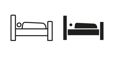 Laying in bed icon vector editable. black vectors set