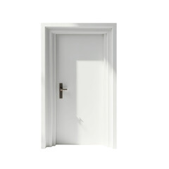 Naklejka premium White door with a handle against a black background.