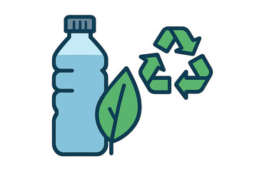 Eco-friendly design featuring a sustainable tourism symbol accompanied by a reusable water bottle
