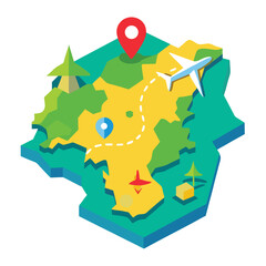 Fototapeta premium flight map on white background