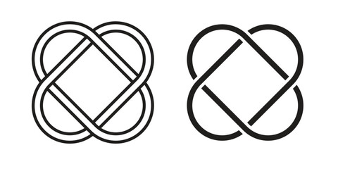Interlocking icon vector editable. black vectors set