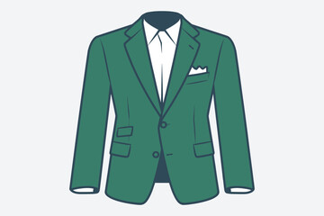 Single-breasted blazer vector with detailed fashion pocket design

