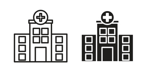 Hospital icon vector editable. black vectors set
