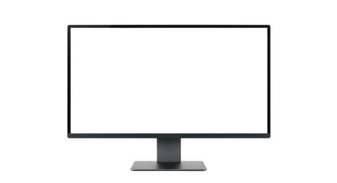 Modern computer monitor display isolated on transparent background