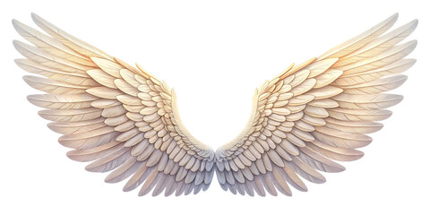 Obraz premium Angelic Wings Digital Painting, Isolated on Transparent Background, Fantasy Art, Angel Wings, Wings, Feather