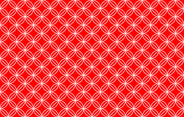 Geometric Floral Circle Pattern. Elegant seamless geometric flower pattern with intersecting circles on a red background. Ideal for wallpapers and textiles.