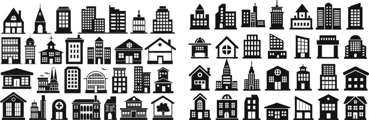50 building icon in vector 