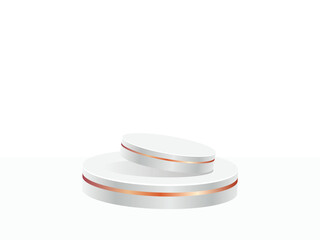 Luxury Product Showcase Pedestal elegant two-step white and gold stage for displaying premium products, cosmetics, or awards