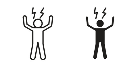 Energized human icon vector editable. black vectors set