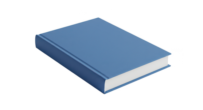 Closed blue hardcover book isolated on transparent background