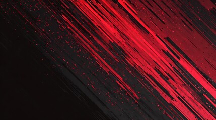 Crimson streaks across dark background with scattered red particles black lines