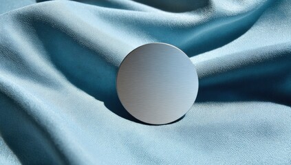 Light gray circle on light blue fabric