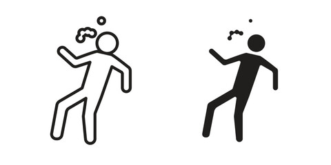 Drunk human icon vector editable. black vectors set