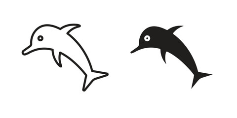 Dolphin icon vector editable. black vectors set