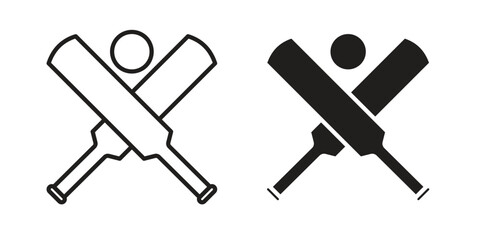 Cricket icon vector editable. black vectors set