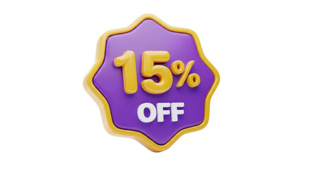 15% off promotion badge sale isolated PNG with Transparent Background