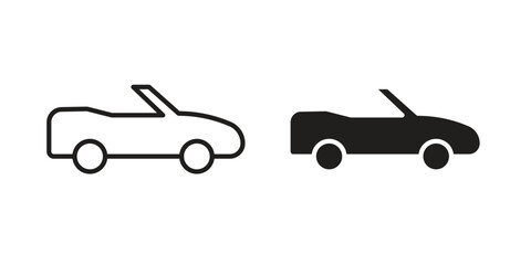 Convertible car icon vector editable. black vectors set