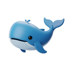 Adorable cartoon blue whale swims joyfully, bringing playful marine charm and vibrant ocean vibes to your projects.