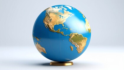 Naklejka premium Detailed Globe Depicting Earth's Continents on a Gold Base