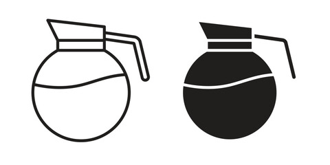 Coffee pot icon vector editable. black vectors set