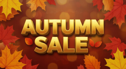 Autumn sale promotion with colorful leaves background for seasonal marketing