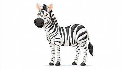 Adorable Cartoon Zebra on White Background - Cute and Playful Zoo Animal Illustration